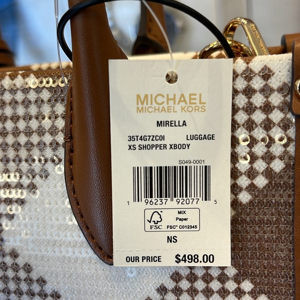 Michael Kors Mirella Extra-Small Logo Crossbody XBODY Shopper Bag
Luggage 
NWT - Picture 9 of 16